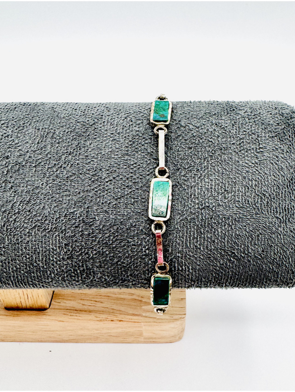 Vintage sterling silver aventurine link bracelet